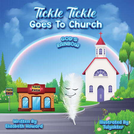 Elizabeth Howard, Christian author, holding two books from her Tickle Tickle children's series that share scripture and faith-filled stories.
